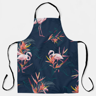 Hawaii Tropical Flamingo With Bird of Paradise Flo Apron