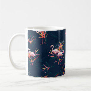 Hawaii Tropical Flamingo With Bird of Paradise Flo Coffee Mug