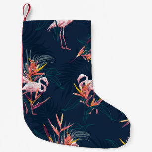 Hawaii Tropical Flamingo With Bird of Paradise Flo Small Christmas Stocking
