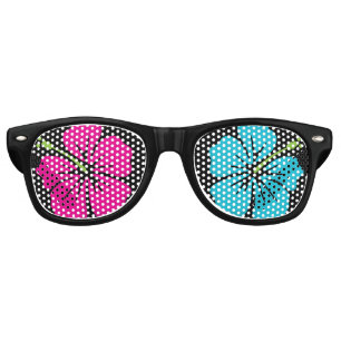 Hawaii Tropical Hibiscus Flower (Luau, Pool Party) Retro Sunglasses