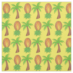 Hawaii Tropical Island Palm Trees Pineapples Fruit Fabric