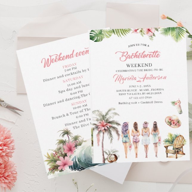 Hawaii Tropical Palm Beach Watercolor BaInvitation Invitation (Creator Uploaded)