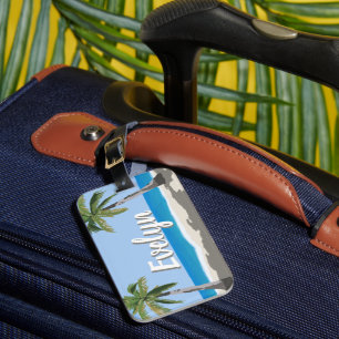 Hawaii Tropical Palm Tree Beach Personalized Luggage Tag