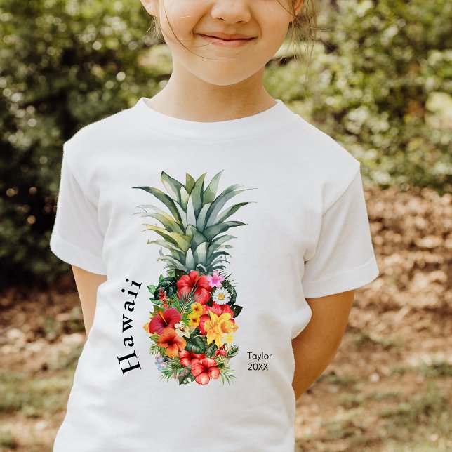 Hawaii Tropical Pineapple w/ Flowers, Family Name T-Shirt (Creator Uploaded)