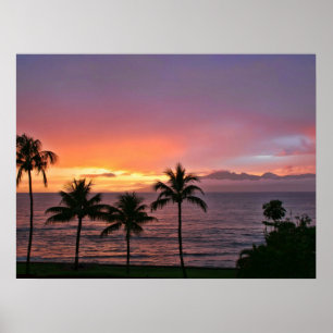 Hawaii Tropical Sunset on the Beach Poster