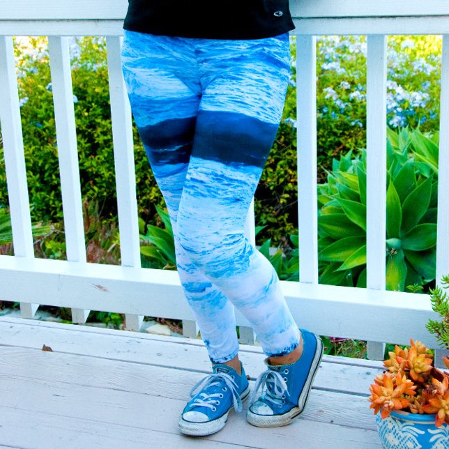 Hawaii Tropical Turquoise Blue Ocean Waves Photo Leggings (Creator Uploaded)