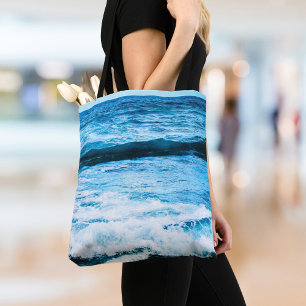Hawaii tropical turquoise ocean waves photography tote bag