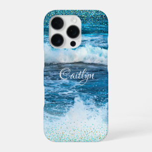 Hawaii turquoise blue ocean waves girly confetti iPhone 16 pro case