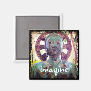 Hawaii Turquoise Buddha Photo Imagine Script Bold Magnet