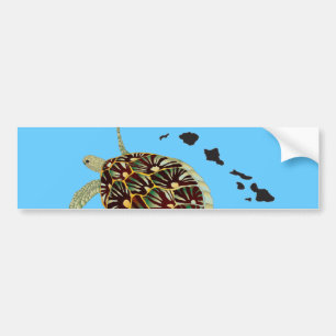 Hawaii Turtle and Hawaii Islands Bumper Sticker