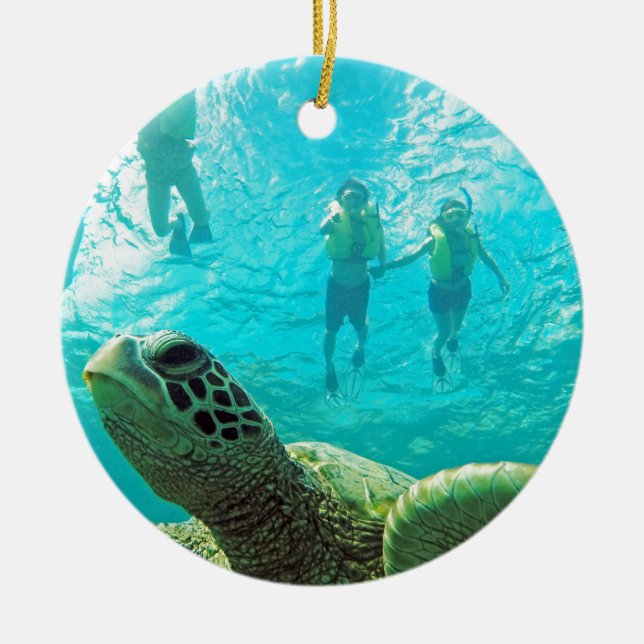 Hawaii Turtle Ceramic Ornament (Front)