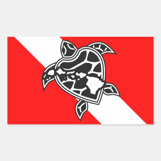 Hawaii Turtle Dive Flag Rectangular Sticker (Front)