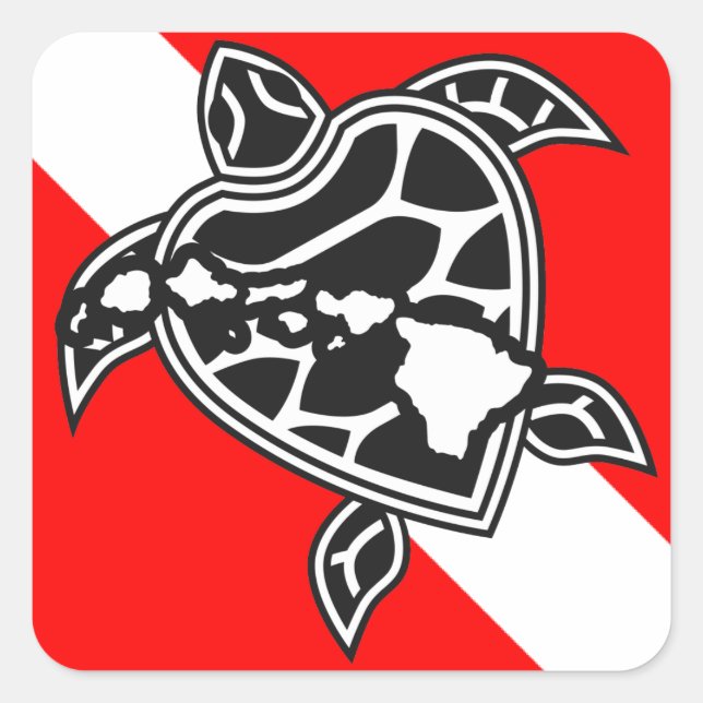 Hawaii Turtle Dive Flag Square Sticker (Front)