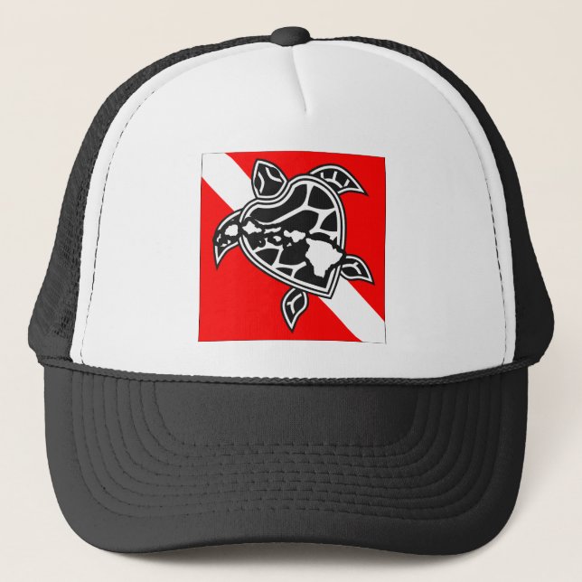Hawaii Turtle Dive Flag Trucker Hat (Front)