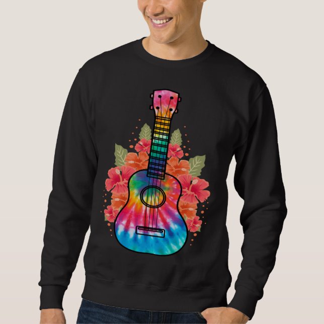 Hawaii Uke Flower Ukulele Guitar Sweatshirt (Front)