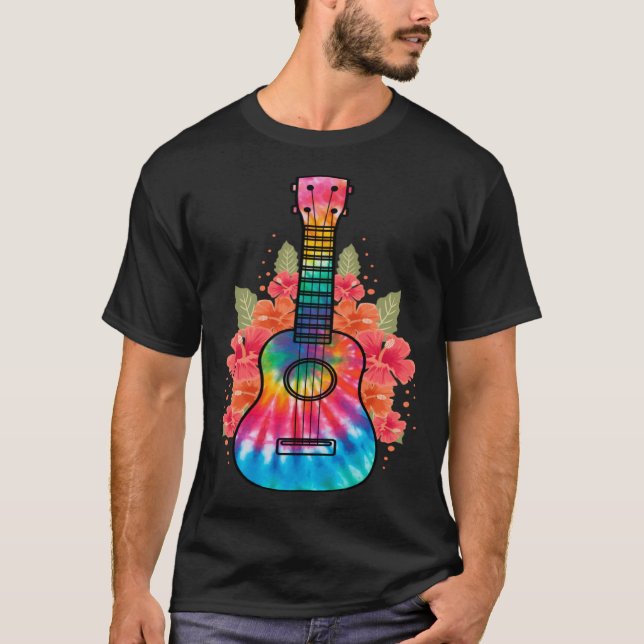 Hawaii Uke Flower Ukulele Guitar T-Shirt (Front)