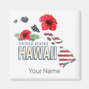 Hawaii United States Retro State Map USA Souvenir Magnet