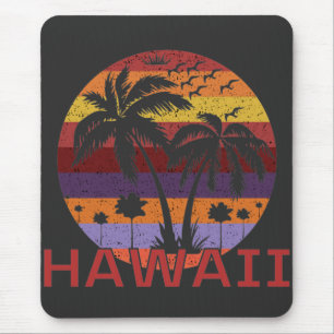Hawaii US Vintage Palm Trees Travel Mouse Pad