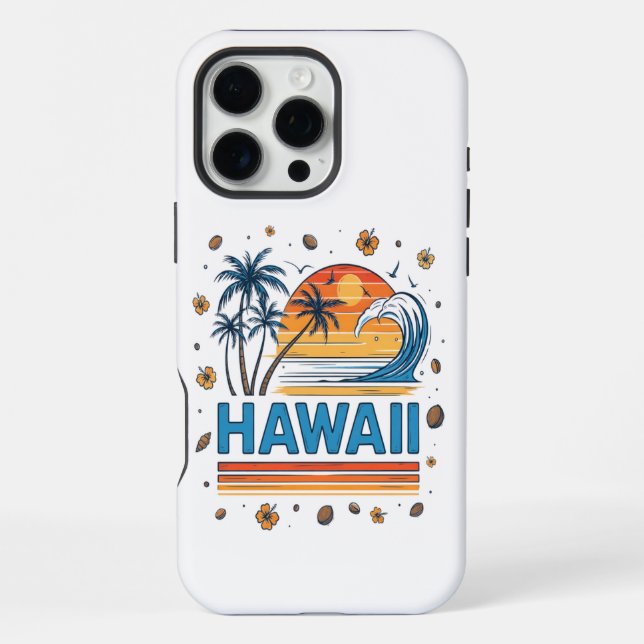Hawaii Vacation Sunset 70S Beach iPhone Case (Back)