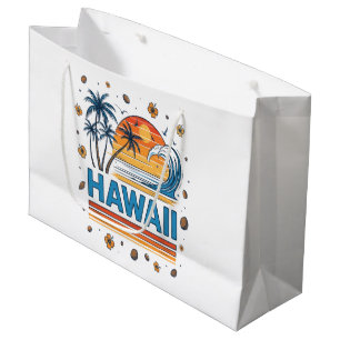 Hawaii Vacation Sunset 70S Beach Large Gift Bag