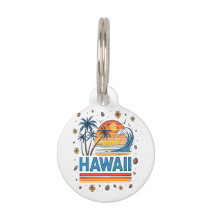 Hawaii Vacation Sunset 70S Beach Pet Tag