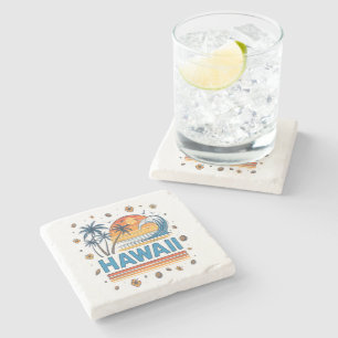 Hawaii Vacation Sunset 70S Beach Stone Coaster