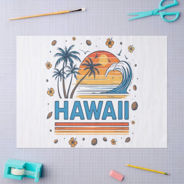 Hawaii Vacation Sunset 70S Beach Tissue Paper (Craft)