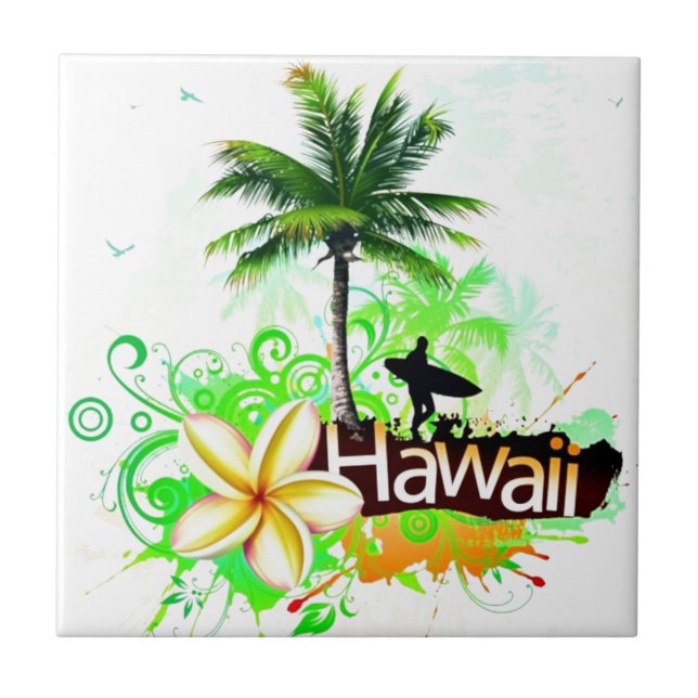 Hawaii Vacation Travel Souvenir Tile (Front)