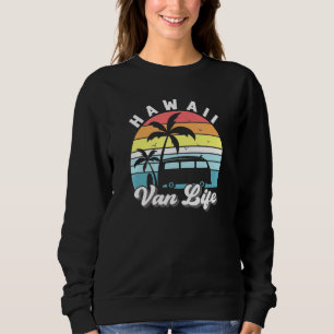 Hawaii Van Life Palm Tree Surfboard Beach Tropical Sweatshirt