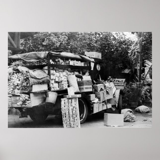 Hawaii - View of a Native Vegetable Wagon Poster (Front)