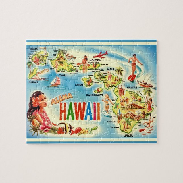 Hawaii Vintage 8x10 Map Puzzle (Horizontal)