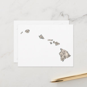 Hawaii Vintage Picture Map Antique State Chart Postcard