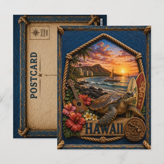 Hawaii Vintage Travel Postcard (Front/Back)
