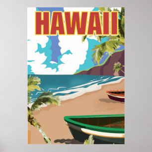 Hawaii vintage travel poster