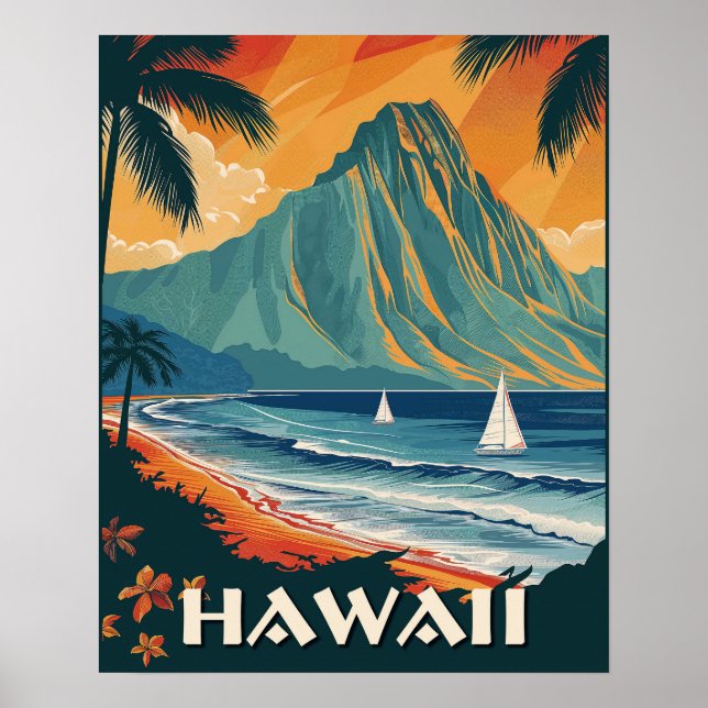Hawaii Vintage Travel Poster (Front)