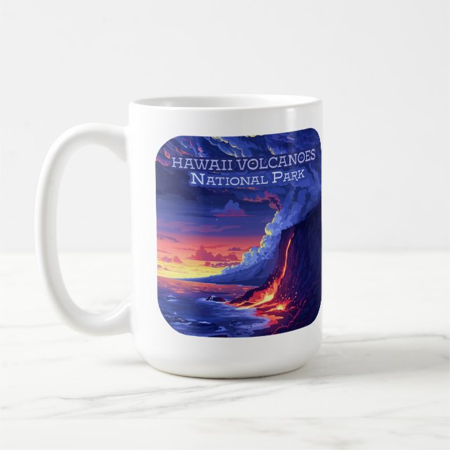 Hawaii Volcanoes National Park Big Island Retro Coffee Mug (Left)