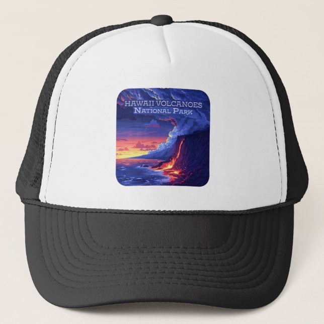 Hawaii Volcanoes National Park Big Island Retro Trucker Hat (Front)