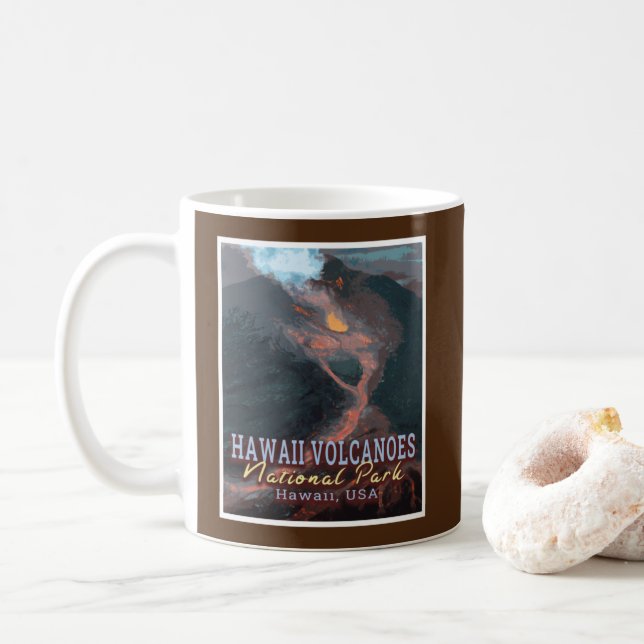 HAWAII VOLCANOES NATIONAL PARK - HAWAII USA COFFEE MUG (With Donut)