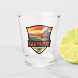 Hawaii Volcanoes National Park Illustration Travel Shot Glass