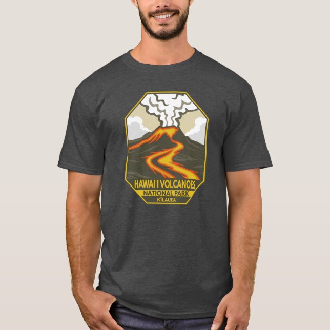 Hawaii Volcanoes National Park Kilauea Retro Emble T-Shirt (Front)