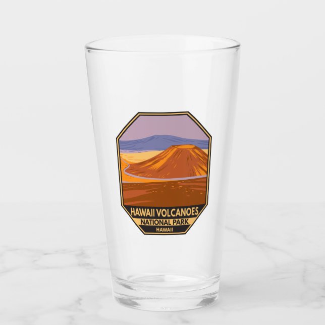Hawaii Volcanoes National Park Mauna Kea Vintage Glass (Front)