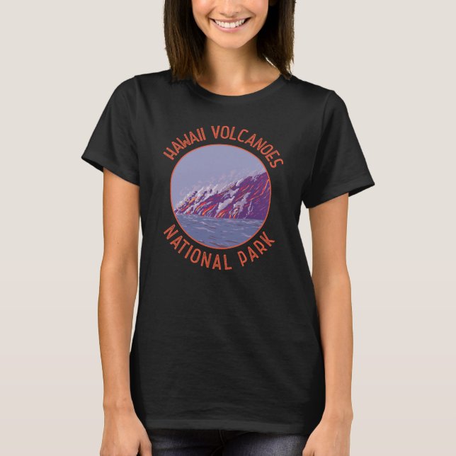 Hawaii Volcanoes National Park Retro Distressed T-Shirt (Front)