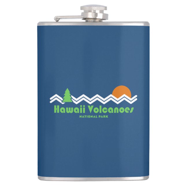 Hawaii Volcanoes National Park Retro Hip Flask (Front)
