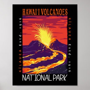 Hawaii Volcanoes National Park Vintage Distressed  Poster