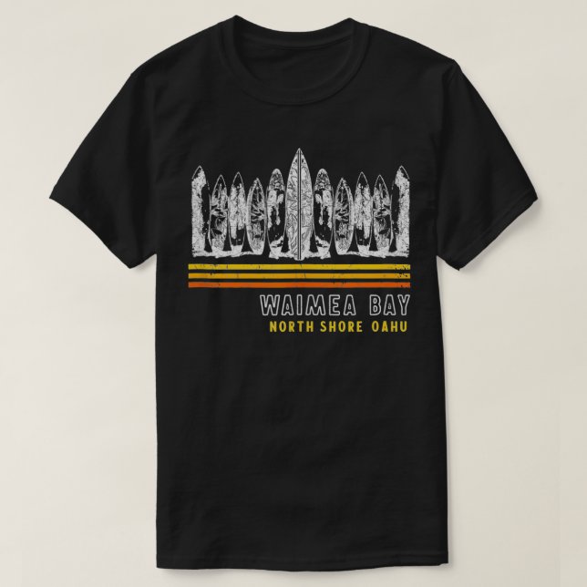Hawaii Waimea Bay North Shore Oahu Retro Surfing  T-Shirt (Design Front)