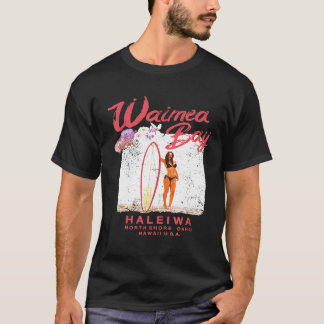 Hawaii Waimea Bay Surfboard Girl Hawaiian Surfer T-Shirt