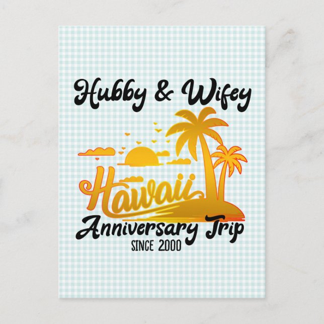 Hawaii Wedding Anniversary Couple Trip  Postcard (Front)