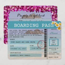 Hawaii Wedding Boarding Pass Invitation