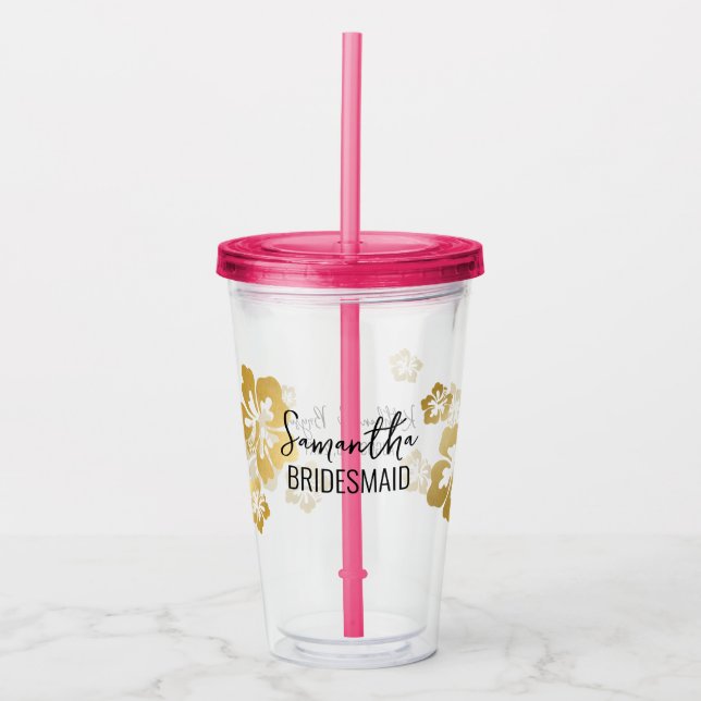 Hawaii Wedding Bridesmaid Personalised  Acrylic Tumbler (Front)