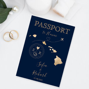 Hawaii Wedding Destination Passport Invitation